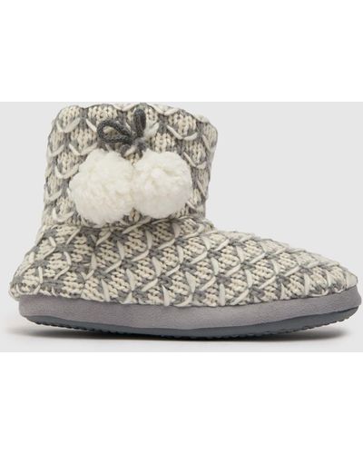 Schuh Harley Knit Slippers In White & Grey