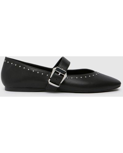 Schuh Lucy Studded Ballerina Flat Shoes In - Black