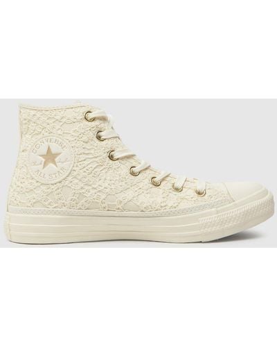 Converse All Star Hi Daisy Cord Trainers In White & Gold - Natural