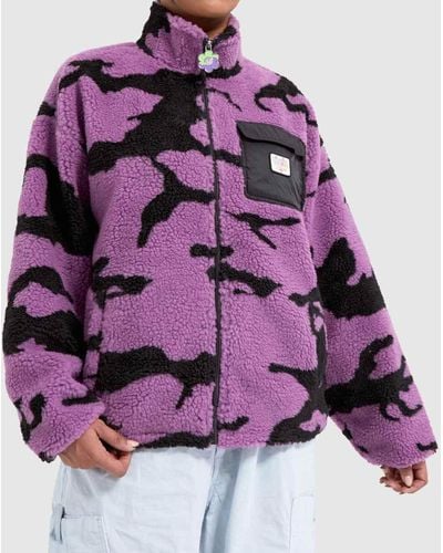 Vans Irene Is Good Sherpa Jacket In Black & Purple