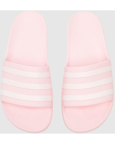 adidas Adilette Aqua Sandals In White & Pink
