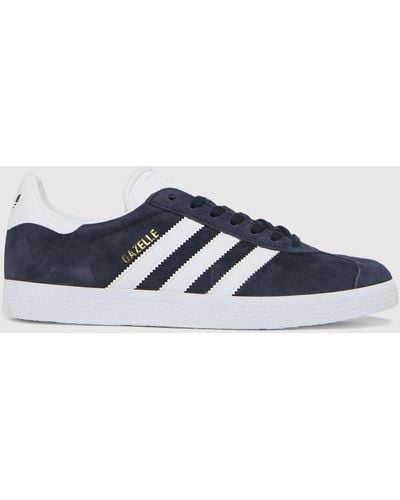 adidas Gazelle Suede Trainers In Navy & White - Blue