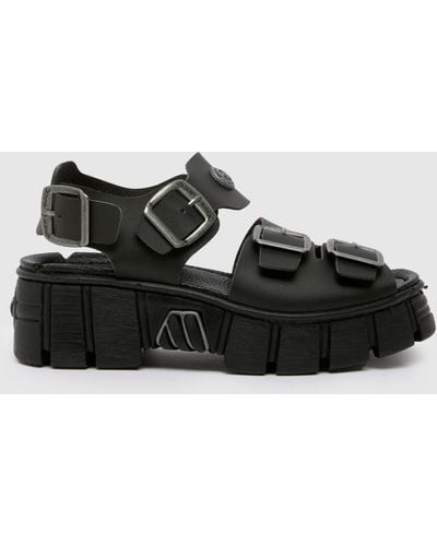 New Rock Chunky Sandals In - Black