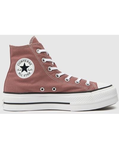 Converse All Star Lift Hi Trainers In - Brown