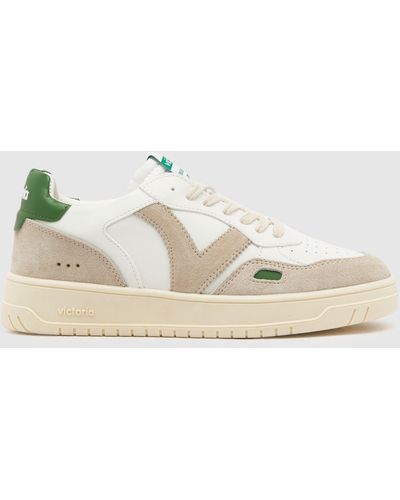 Victoria Seul Trainers In White & Green - Natural