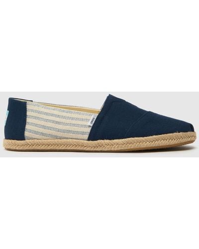 TOMS Universtity Stripes Rope Shoes In - Blue