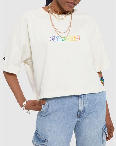 Converse Crop Pride T-shirt In - White