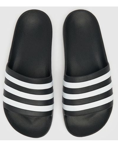 adidas Adilette Aqua Sandals In Black & White
