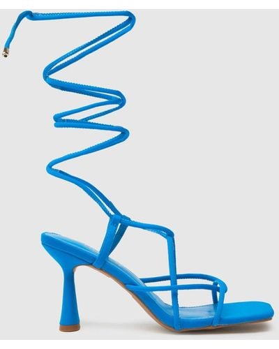 Schuh Sigrid Strappy Square Toe High Heels In - Blue