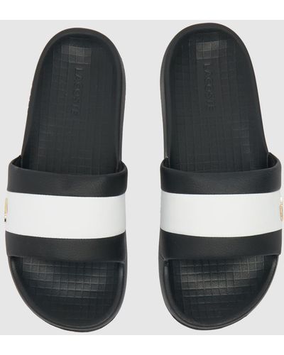 Lacoste Serve Slide Hybrid Sandals In Black & White