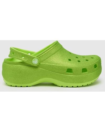 Crocs™ Classic Platform Glitter Clog Sandals In - Green