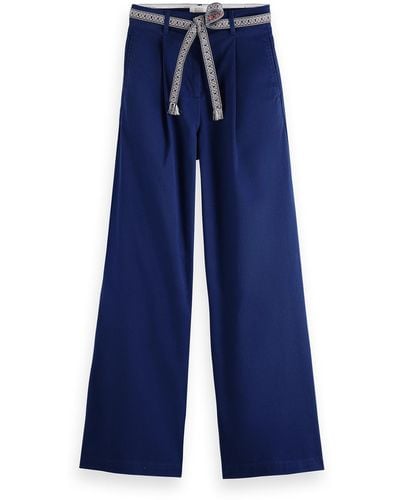 Scotch & Soda Rose Pleated High-Rise Wide Leg Workwear Pant Pants - Blue
