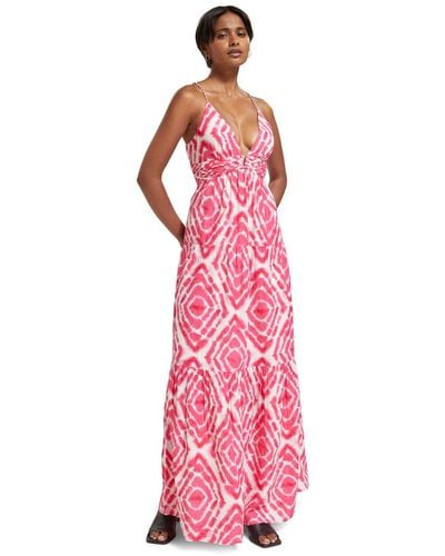 Scotch & Soda Open Back Tie Dye Maxi Dress - Pink