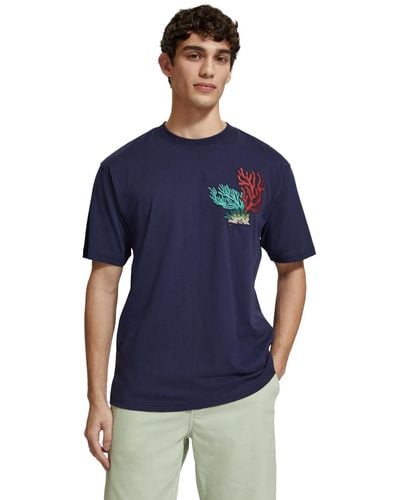 Scotch & Soda 'Embroidered Coral T-Shirt - Blue