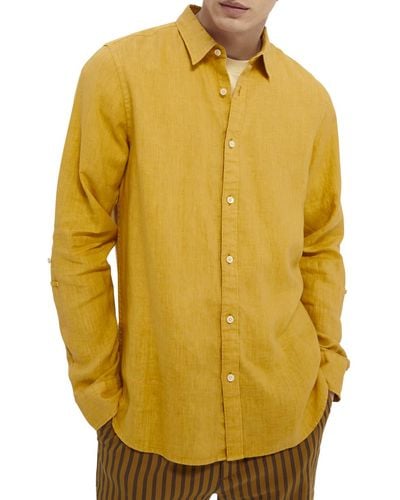 Scotch & Soda Garment-Dyed Linen Shirt - Yellow