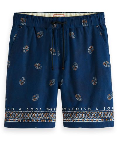 Scotch & Soda Paisley Printed Bermuda Shorts - Blue