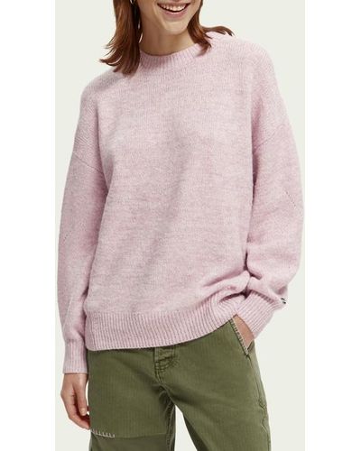 Scotch & Soda Pull à col ras-du-cou et coupe relaxed fit - Rose