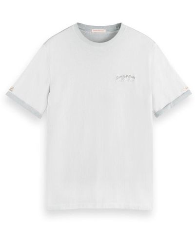 Scotch & Soda 'Garment-Dyed Embroidered Logo T-Shirt - White