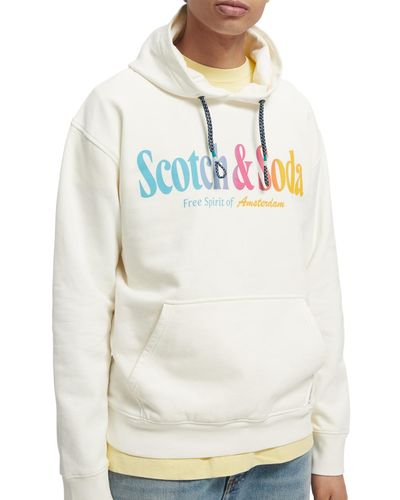 Scotch & Soda Printed Relaxed-Fit Hoodie - White