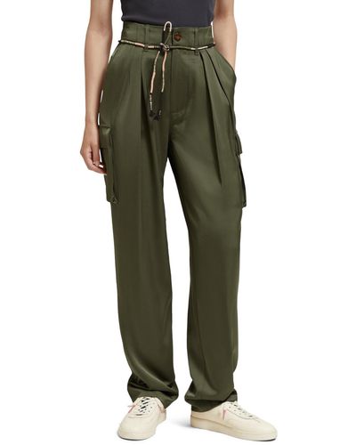 Scotch & Soda Faye High Rise Relaxed Tapered Leg Paper Bag Utility Pant Pants - Green