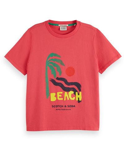 Scotch & Soda Regular Fit Front Artwork T-Shirt - Pink