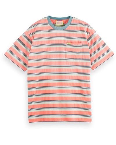 Scotch & Soda 'Yarn Dye Stripe Pocket T-Shirt - Pink