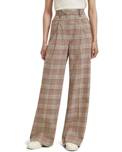 Scotch & Soda Rose Pleated High-Rise Check Pant Pants - Natural