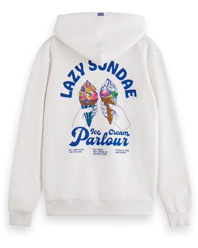 Scotch & Soda 'Front And Back Artwork Hoodie - White