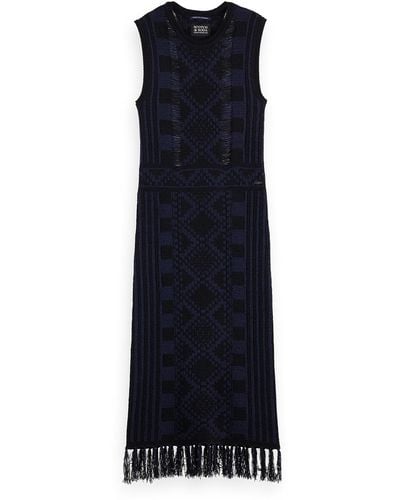 Scotch & Soda Fringe Hem Knit Dress - Blue