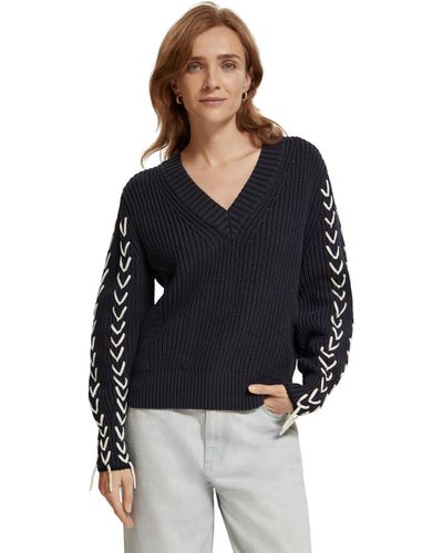 Scotch & Soda Laced Up Sleeve Pullover - Black