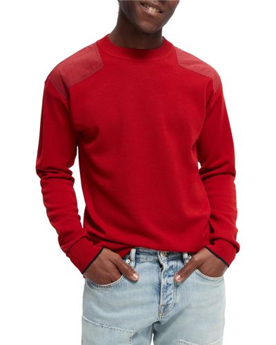 Scotch & Soda Wool-Blended Sweater With Shoulder Patches - Red