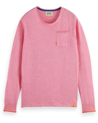 Scotch & Soda 'Linen Cotton Blend Crew Neck Pullover - Pink