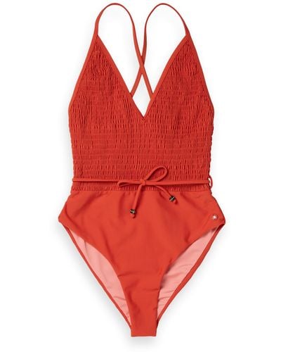 Scotch & Soda Swimsuit With Smock Detail - Red