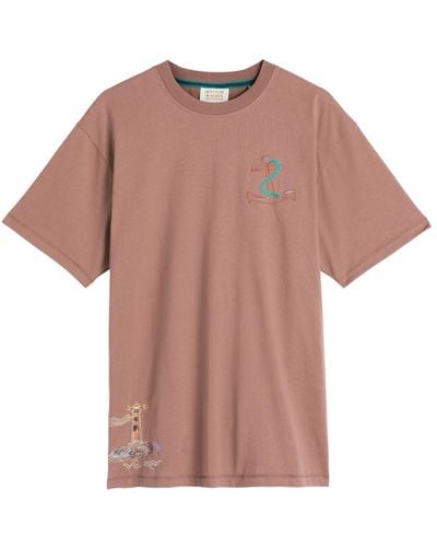 Scotch & Soda 'Placed Embroidery Artwork T-Shirt - Pink