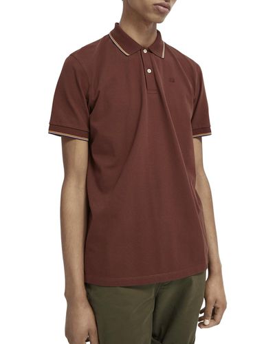 Scotch & Soda Stretch-Cotton Short Sleeve Polo Shirt - Brown