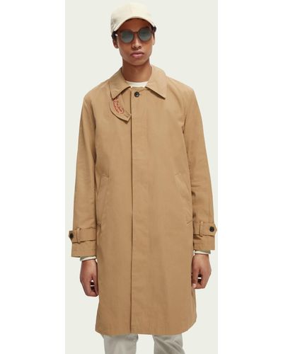 Scotch & Soda Trench Coat With Leather Details - Natural
