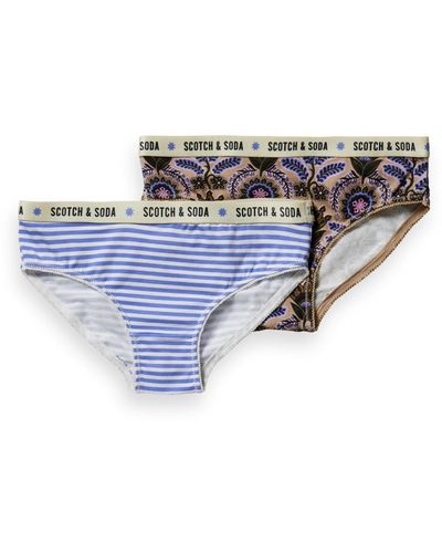 Scotch & Soda Girl'S Printed Two-Pack Briefs - Blue
