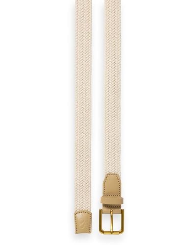 Scotch & Soda Leather Trimmed Canvas Cord Belt - White