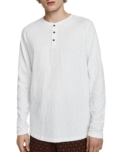 Scotch & Soda Long Sleeve Grandad T-Shirt - White