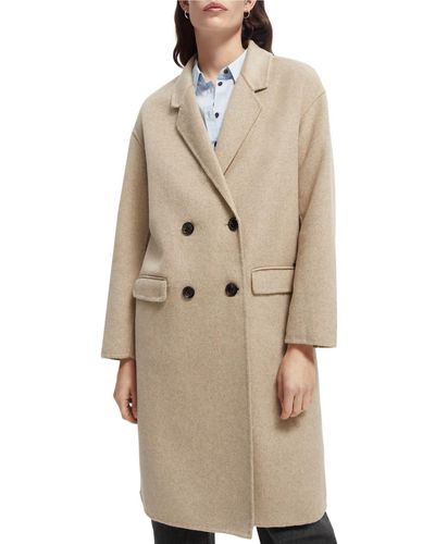 Scotch & Soda 'Double-Breasted Wool-Blended Coat - Natural