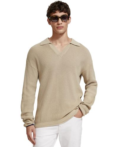 Scotch & Soda 'Long-Sleeved Polo - Natural