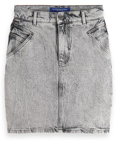 Scotch & Soda Constructed Denim Mini Skirt - Gray