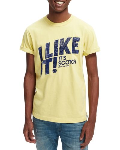 Scotch & Soda Garment-Dyed Graphic Crewneck T-Shirt - Yellow