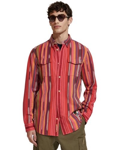 Scotch & Soda 'Space Dye Stripe Shirt - Red