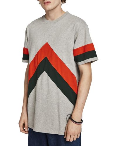 Scotch & Soda Oversized Color Block T-Shirt - Red
