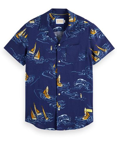 Scotch & Soda 'Canal Boats Printed Shirt - Blue