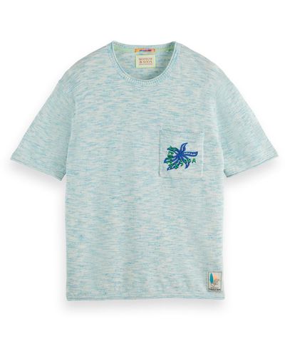 Scotch & Soda 'Embroidered Knit T-Shirt - Blue