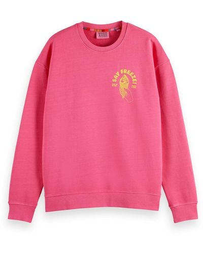 Scotch & Soda 'Garment-Dyed Artwork Sweatshirt - Pink