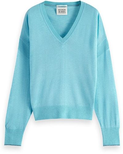 Scotch & Soda Relaxed V-Neck Pullover - Blue