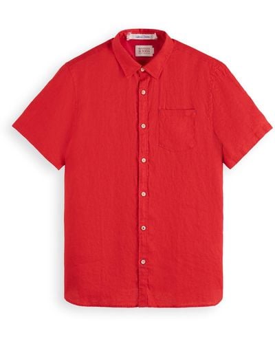 Scotch & Soda 'Short Sleeve Linen Shirt - Red